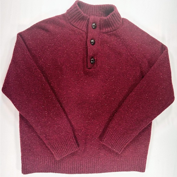 UNTUCKit Other - UNTUCKit Lambswool Blend Henley Sweater XL Burgundy Speckled Knit Warm